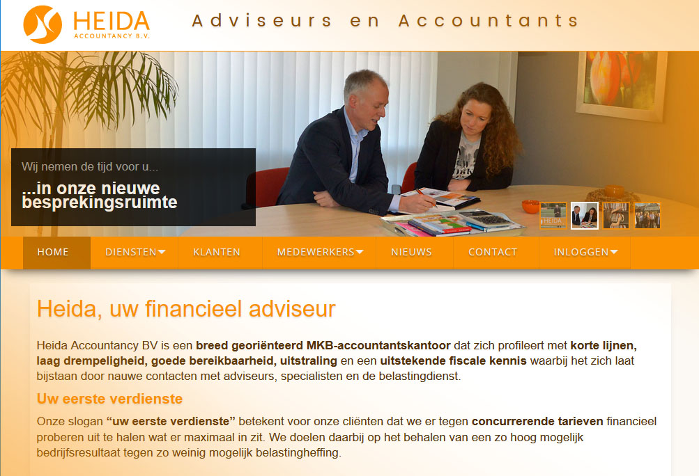 Nieuwe website Heida Accountancy door Noordoost.nl  Heerenveen